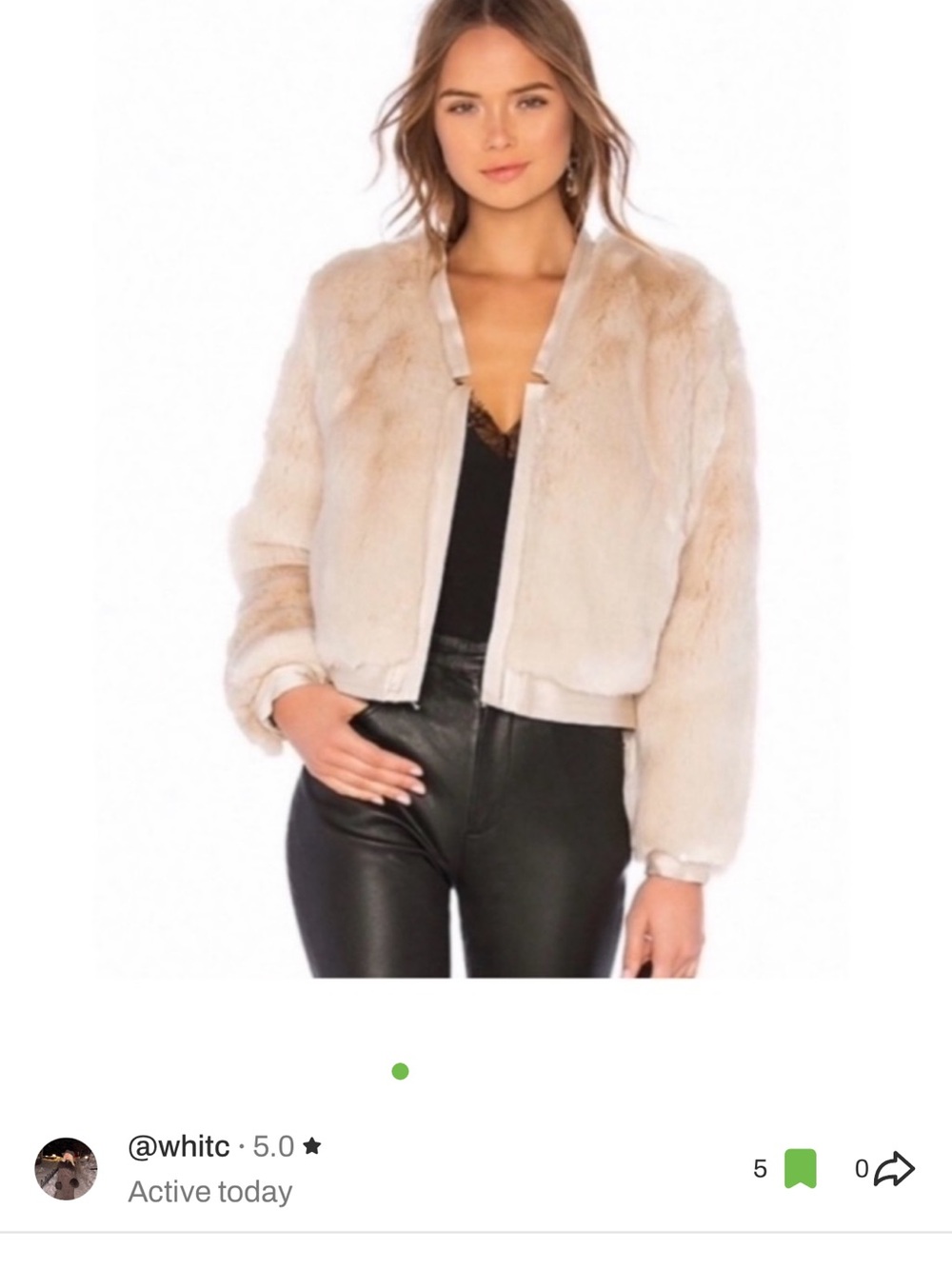 J Brand Cream Faux Fur Bomber Jacket